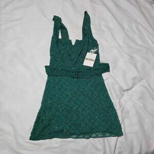 Show Me Your Mumu Twilight Mini Dress Womens Emerald Beaded Green Belted